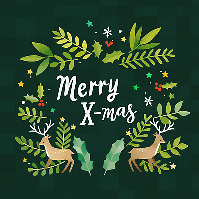 JPG 별 크리스마스 두마리 겨울 일러스트 눈꽃 사람없음 초록색 루돌프 눈송이 순록 호랑가시나무열매 홀리데이 국내일러스트 AI일러스트 AI콘텐츠 자연요소 계절 기념일 열매 컬러 2 휴가 사슴 눈_날씨 파일형식