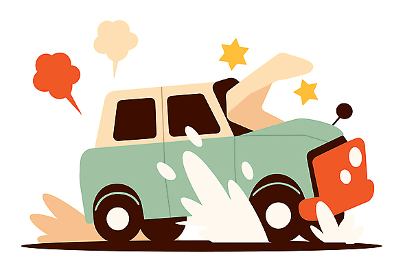 일러스트 자동차 사람없음 손상 연기 교통사고 충격 보닛 국내일러스트 AI파일 육상교통 컨셉 사건 파일형식 벡터