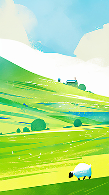 JPG 나무 동물 구름 하늘색 일러스트 자연 하늘 주택 풍경 초원 사람없음 연두색 평화 양 몽골 국내일러스트 AI일러스트 AI콘텐츠 자연요소 식물 아시아 컨셉 포유류 건물 초록색 파란색 생태계 파일형식