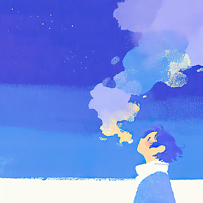 JPG 남자 겨울 일러스트 밤하늘 한명 성인 파란색 새벽 수증기 감성 몽환 성인남자한명만 국내일러스트 AI일러스트 AI콘텐츠 자연요소 1 계절 컬러 컨셉 하늘 사람 야간 남자한명만 성인남자만 파일형식