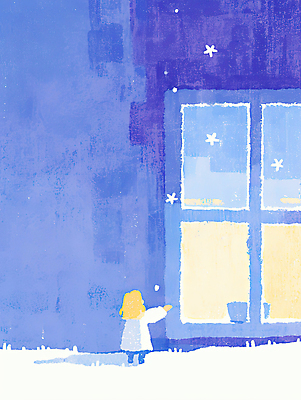 JPG 전신 여자 어린이 겨울 일러스트 창문 한명 소녀 파란색 빛 보라색 새벽 눈 눈송이 창틀 감성 손뻗기 몽환 소녀한명만 국내일러스트 AI일러스트 AI콘텐츠 자연요소 1 계절 컬러 컨셉 모션 날씨 눈_날씨 사람 여자한명만 소녀만 파일형식