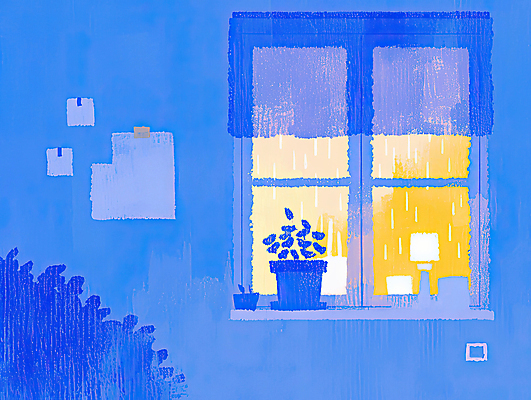 JPG 식물 화분 종이 일러스트 창문 사람없음 파란색 빛 새벽 풀 전단 창틀 감성 몽환 국내일러스트 AI일러스트 AI콘텐츠 자연요소 컬러 컨셉 홍보물 파일형식