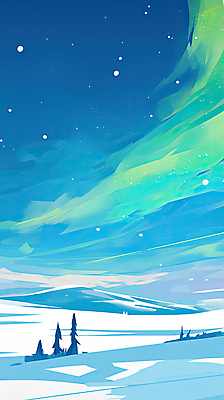 JPG 설경 일러스트 자연 하늘 산 풍경 사람없음 파란색 설원 신비 북극 침엽수 오로라 에메랄드색 눈내림 국내일러스트 AI일러스트 AI콘텐츠 나무 컬러 컨셉 겨울 자연현상 눈_날씨 극지방 생태계 파일형식