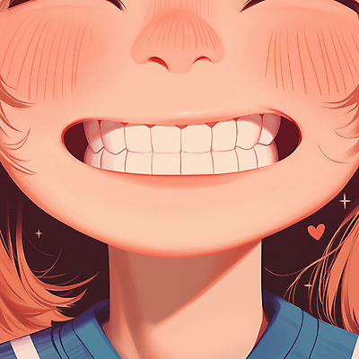 JPG 여자 얼굴 어린이 분홍색 일러스트 한명 웃음 소녀 반짝임 하트 입 치아 활기 홍조 소녀한명만 해맑음 국내일러스트 AI일러스트 AI콘텐츠 모양 1 컬러 컨셉 모션 표정 사람 신체부위 소화기관 증상 여자한명만 소녀만 파일형식