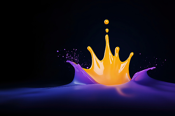 JPG 편집이미지 예술 곡선 사람없음 노란색 보라색 물감 흐름 물방울 액체 혼합 질감 스플래쉬 편집실사 AI컴퓨터그래픽 AI콘텐츠 선 컬러 컨셉 미술도구 CG 파일형식