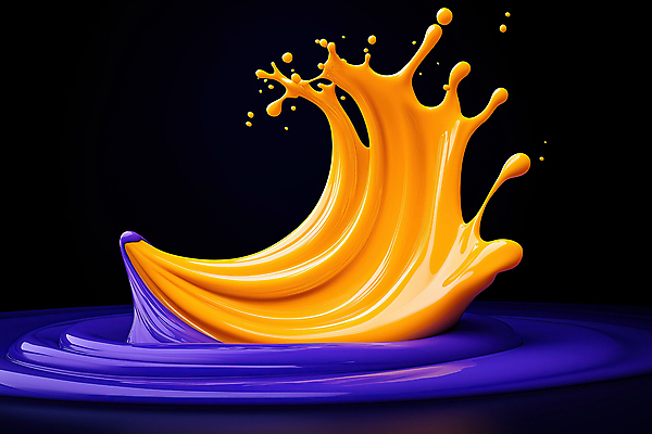 JPG 편집이미지 예술 곡선 사람없음 노란색 보라색 물감 흐름 물방울 액체 혼합 질감 스플래쉬 편집실사 AI컴퓨터그래픽 AI콘텐츠 선 컬러 컨셉 미술도구 CG 파일형식