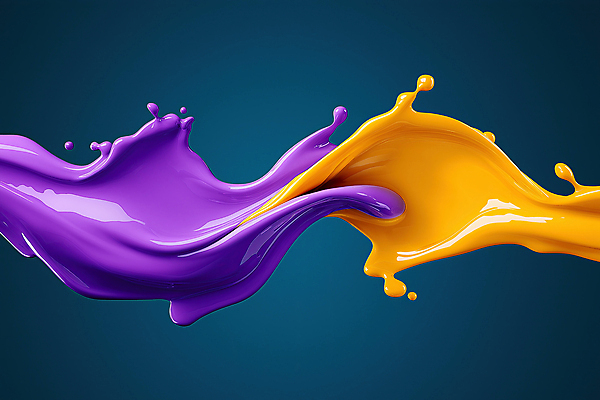 JPG 편집이미지 예술 곡선 사람없음 노란색 보라색 물감 흐름 물방울 액체 혼합 질감 스플래쉬 편집실사 AI컴퓨터그래픽 AI콘텐츠 선 컬러 컨셉 미술도구 CG 파일형식