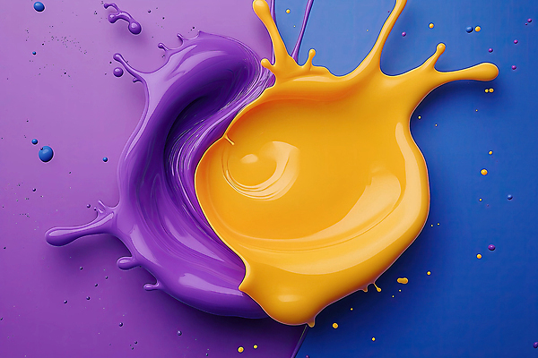 JPG 편집이미지 예술 곡선 사람없음 노란색 보라색 물감 흐름 물방울 액체 혼합 질감 스플래쉬 편집실사 AI컴퓨터그래픽 AI콘텐츠 선 컬러 컨셉 미술도구 CG 파일형식