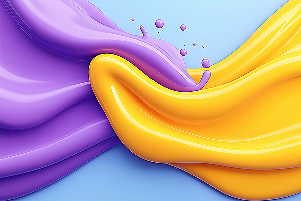 JPG 편집이미지 예술 곡선 사람없음 노란색 보라색 물감 흐름 물방울 액체 혼합 질감 스플래쉬 편집실사 AI컴퓨터그래픽 AI콘텐츠 선 컬러 컨셉 미술도구 CG 파일형식