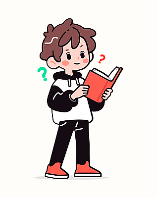 전신 남자 어린이 인물캐릭터 생각 일러스트 상상 한명 들기 소년 책 캐주얼 독서 물음표 읽기 호기심 소년한명만 일러캐릭터 AI파일 캐릭터 1 기호 옷 감정 컨셉 모션 사람 남자한명만 소년만 파일형식 벡터