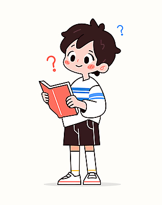전신 남자 어린이 인물캐릭터 생각 일러스트 상상 한명 들기 소년 책 캐주얼 독서 물음표 읽기 호기심 소년한명만 일러캐릭터 AI파일 캐릭터 1 기호 옷 감정 컨셉 모션 사람 남자한명만 소년만 파일형식 벡터
