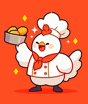 접시 음식 일러스트 요리사모자 요리 웃음 들기 사람없음 빨간색 반짝임 귀여움 요리사 스카프 프라이드치킨 조리복 닭캐릭터 일러캐릭터 AI파일 직업 캐릭터 모자_잡화 식기 컬러 동물캐릭터 컨셉 유니폼 모션 표정 목도리 치킨 닭 파일형식 벡터