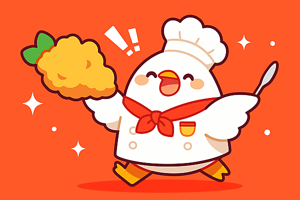 음식 일러스트 요리사모자 요리 웃음 들기 사람없음 빨간색 반짝임 귀여움 요리사 스카프 프라이드치킨 만세 칼 느낌표 조리복 닭캐릭터 일러캐릭터 AI파일 직업 캐릭터 모자_잡화 기호 컬러 동물캐릭터 컨셉 유니폼 모션 표정 목도리 치킨 닭 파일형식 벡터