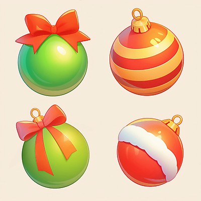 JPG 디자인 리본 크리스마스장식 크리스마스 일러스트 사람없음 장식 빨간색 초록색 줄무늬 오너먼트 국내일러스트 AI일러스트 AI콘텐츠 기념일 컬러 무늬 파일형식