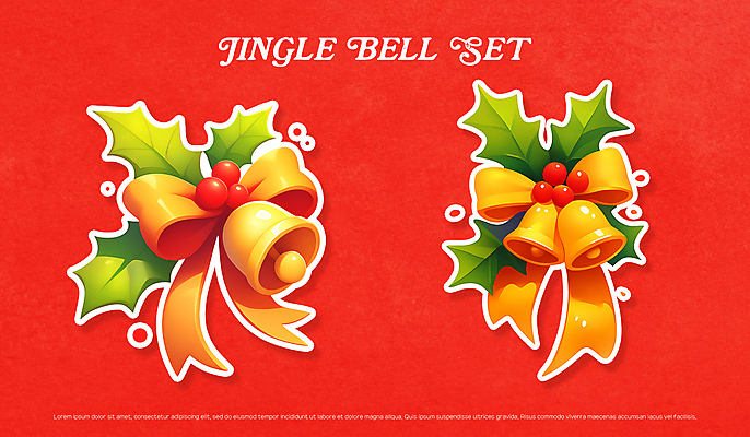 PSD 디자인 리본 잎 크리스마스장식 크리스마스 겨울 일러스트 사람없음 장식 빨간색 초록색 노란색 징글벨 크리스마스장식종 호랑가시나무열매 국내일러스트 식물 계절 기념일 열매 컬러 종 장식종 파일형식