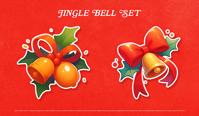 PSD 리본 크리스마스장식 크리스마스 겨울 일러스트 사람없음 장식 빨간색 초록색 노란색 축제 징글벨 크리스마스장식종 국내일러스트 계절 기념일 컬러 종 장식종 파일형식