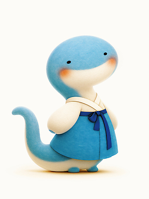 JPG 편집이미지 한마리 전통 새해 사람없음 파란색 귀여움 뱀띠 뱀 한복 2025년 을사년 편집실사 푸른뱀 푸른뱀캐릭터 AI컴퓨터그래픽 AI콘텐츠 1 한국전통 컬러 컨셉 파충류 십이지신 전통의상 연도 CG 뱀캐릭터 파일형식