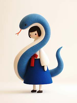 JPG 편집이미지 한마리 전통 여자 새해 한명 성인 파란색 귀여움 뱀띠 뱀 한복 성인여자한명만 2025년 을사년 편집실사 푸른뱀 AI컴퓨터그래픽 AI콘텐츠 1 한국전통 컬러 컨셉 파충류 사람 십이지신 전통의상 연도 CG 여자한명만 성인여자만 파일형식