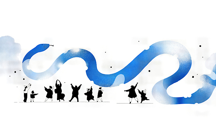 JPG 여자 남자 예술 곡선 일러스트 새해 풍경 여러명 성인 파란색 손들기 만세 뱀띠 활기 성인만 2025년 을사년 국내일러스트 푸른뱀 AI일러스트 AI콘텐츠 선 컬러 다수 컨셉 모션 사람 십이지신 뱀 연도 파일형식