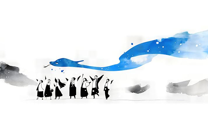 JPG 여자 남자 행복 예술 곡선 일러스트 새해 풍경 여러명 성인 파란색 손들기 만세 뱀띠 성인만 2025년 을사년 국내일러스트 푸른뱀 AI일러스트 AI콘텐츠 감정 선 컬러 다수 모션 사람 십이지신 뱀 연도 파일형식