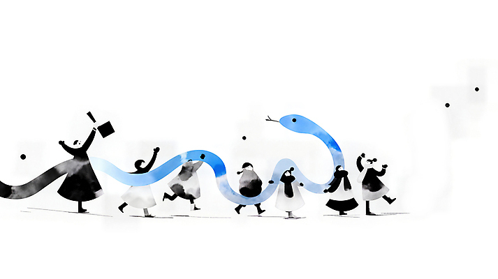 JPG 여자 남자 예술 일러스트 새해 여러명 성인 파란색 손들기 검은색 축제 뱀띠 열정 활기 성인만 2025년 을사년 국내일러스트 푸른뱀 AI일러스트 AI콘텐츠 감정 컬러 다수 컨셉 모션 사람 십이지신 뱀 연도 파일형식