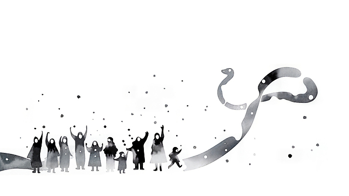 JPG 여자 남자 행복 예술 곡선 일러스트 새해 여러명 성인 손들기 검은색 만세 뱀띠 열정 성인만 2025년 을사년 국내일러스트 푸른뱀 AI일러스트 AI콘텐츠 감정 선 컬러 다수 모션 사람 십이지신 뱀 연도 파일형식