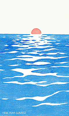 PSD 파도 바다 일러스트 하늘 근하신년 새해 풍경 사람없음 파란색 일출 일몰 잔물결 국내일러스트 물결 컬러 노을 파일형식