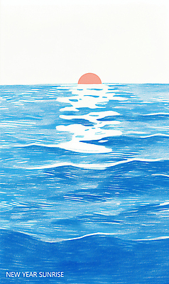 PSD 파도 바다 일러스트 하늘 근하신년 새해 풍경 사람없음 파란색 일출 일몰 잔물결 국내일러스트 물결 컬러 노을 파일형식