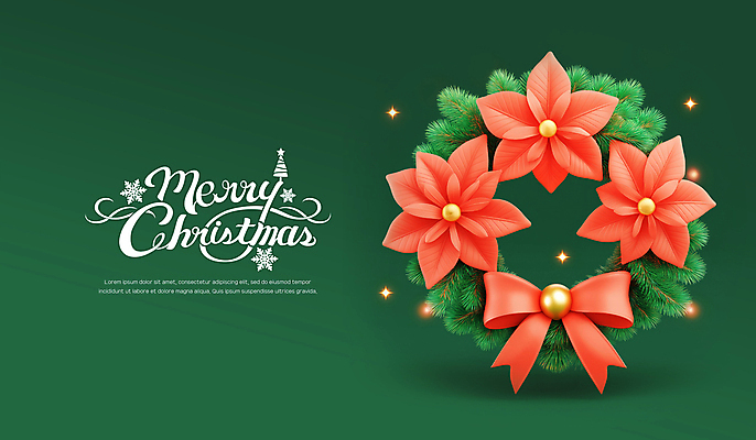 편집이미지 계절 기념일 꽃 컬러 크리스마스 화환 파일형식 장식 리본 겨울 초록색 이미지편집 PSD 사람없음 크리스마스장식 크리스마스리스 포인세티아 빨간색