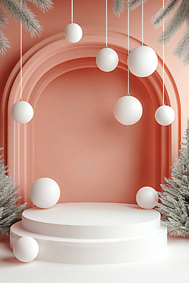 JPG 편집이미지 분홍색 크리스마스 겨울 공 사람없음 장식 크리스마스트리 원형 풀잎 디지털합성 포디움 오너먼트 편집실사 AI포토 AI콘텐츠 도형 계절 기념일 컬러 잎 크리스마스장식 무대 풀_식물 CG 파일형식