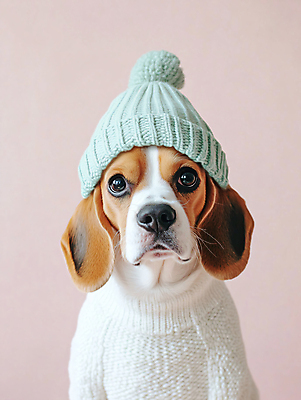 JPG 편집이미지 패션 반려견 분홍색 겨울 털모자 사람없음 강아지 스웨터 디지털합성 니트 편집실사 AI포토 AI콘텐츠 모자_잡화 계절 컬러 상의 반려동물 개 CG 파일형식