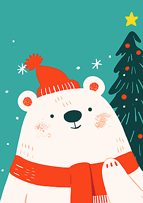 자연요소 모자_잡화 잡화 계절 기념일 컬러 컨셉 크리스마스 곰 날씨 파일형식 벡터 털모자 겨울 귀여움 목도리 AI파일 일러스트 눈 민트색 크리스마스트리 북극곰 국내일러스트 사람없음