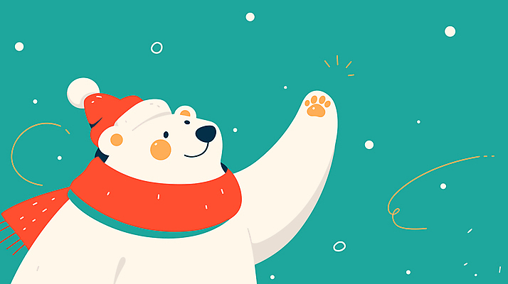 자연요소 모자_잡화 잡화 계절 기념일 컬러 컨셉 크리스마스 곰 날씨 예절 파일형식 벡터 겨울 귀여움 인사 목도리 AI파일 일러스트 눈 민트색 산타모자 북극곰 국내일러스트 사람없음