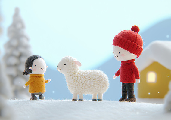 JPG 나무 편집이미지 모자 여자 남자 기독교 어린이 새끼 겨울 주택 미소 소녀 소년 두명 귀여움 눈 양 어린이만 편집실사 AI포토 AI콘텐츠 자연요소 식물 동물 잡화 계절 종교 컨셉 포유류 날씨 표정 사람 건물 CG 파일형식