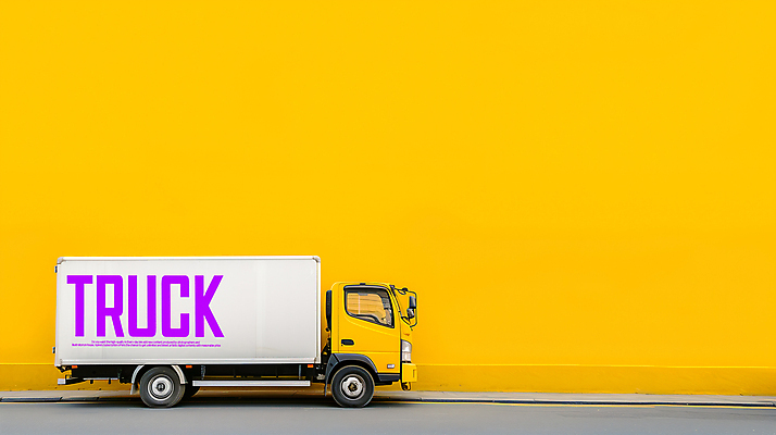 PSD 편집이미지 도로 사람없음 노란색 트럭 배송 카피스페이스 이미지편집 편집실사 길 컬러 교통시설 자동차 공백 CG 파일형식