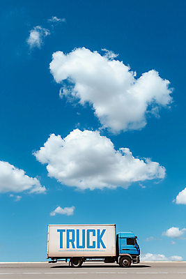 PSD 구름 편집이미지 도로 하늘 사람없음 파란색 트럭 배송 이미지편집 편집실사 자연요소 길 컬러 교통시설 자동차 CG 파일형식