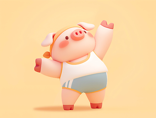 PSD 편집이미지 다이어트 사람없음 운동복 운동 손들기 만세 머리띠 돼지캐릭터 편집3D 옷 동물캐릭터 장신구 모션 건강 3D 돼지 파일형식