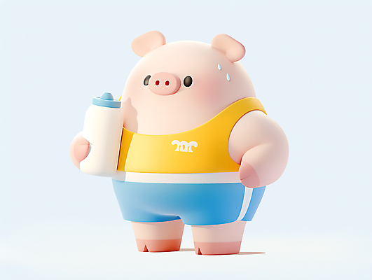 PSD 편집이미지 허리손 다이어트 들기 사람없음 운동복 운동 물통 땀 돼지캐릭터 편집3D 옷 동물캐릭터 포즈 모션 건강 3D 돼지 파일형식