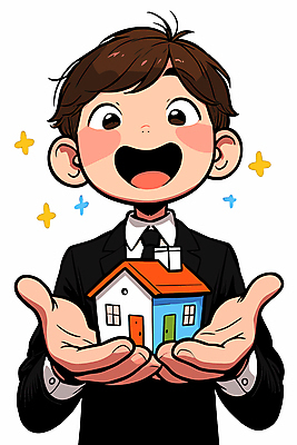 남자 행복 일러스트 주택 한명 웃음 들기 정장 상반신 성인 반짝임 내집마련 성인남자한명만 국내일러스트 AI파일 1 옷 감정 모션 부동산 표정 사람 건물 남자한명만 성인남자만 파일형식 벡터