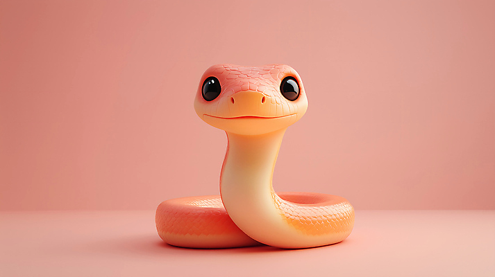 JPG 편집이미지 분홍색 사람없음 귀여움 십이지신 뱀띠 뱀 뱀캐릭터 편집3D AI컴퓨터그래픽 AI콘텐츠 컬러 동물캐릭터 컨셉 파충류 3D 파일형식