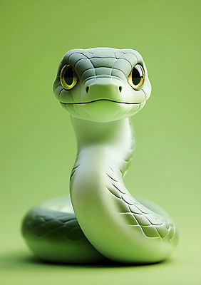JPG 편집이미지 사람없음 초록색 귀여움 십이지신 뱀띠 뱀 뱀캐릭터 편집3D AI컴퓨터그래픽 AI콘텐츠 컬러 동물캐릭터 컨셉 파충류 3D 파일형식
