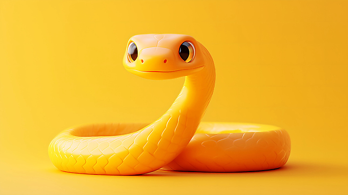 JPG 편집이미지 사람없음 귀여움 주황색 십이지신 뱀띠 뱀 뱀캐릭터 편집3D AI컴퓨터그래픽 AI콘텐츠 컬러 동물캐릭터 컨셉 파충류 3D 파일형식