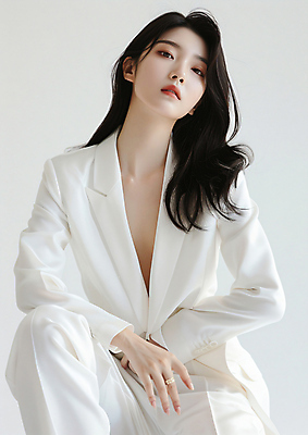 JPG 편집이미지 응시 여자 한명 앉기 정장 상반신 성인 뷰티 흰색 성형수술 피부 의료성형뷰티 성인여자한명만 편집실사 AI인물포토 AI콘텐츠 1 시선 옷 컬러 모션 사람 신체부위 수술 CG 여자한명만 성인여자만 파일형식 AI포토