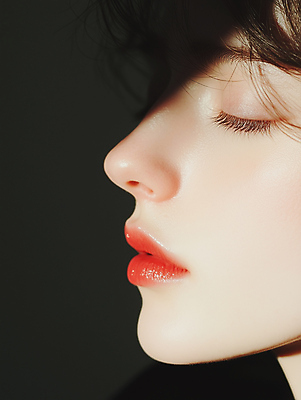 JPG 편집이미지 여자 얼굴 그림자 한명 성인 뷰티 눈감음 성형수술 피부 의료성형뷰티 성인여자한명만 편집실사 AI인물포토 AI콘텐츠 1 모션 사람 신체부위 수술 CG 여자한명만 성인여자만 파일형식 AI포토