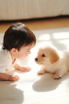 JPG 편집이미지 남자 반려견 따뜻함 한명 상반신 아기 강아지 교감 의료성형뷰티 남자아기한명만 편집실사 AI인물포토 AI콘텐츠 1 사람 반려동물 개 CG 남자한명만 남자아기만 파일형식 AI포토