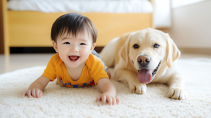 JPG 편집이미지 남자 반려견 따뜻함 한명 웃음 침대 아기 강아지 교감 의료성형뷰티 남자아기한명만 편집실사 AI인물포토 AI콘텐츠 1 가구 표정 사람 반려동물 개 CG 남자한명만 남자아기만 파일형식 AI포토
