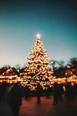 계절 기념일 컬러 다수 크리스마스 촬영기법 사람 CG 파일형식 AI콘텐츠 실루엣 주황색 성인 성인만 여러명 보케 크리스마스트리 겨울 JPG 편집이미지 편집실사 AI포토