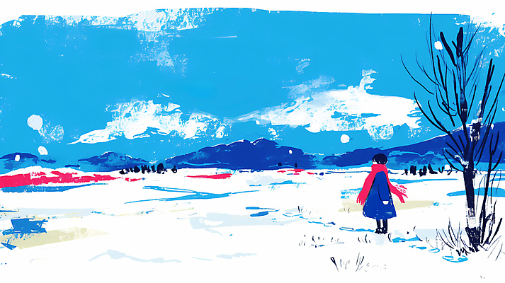 JPG 나무 구름 여자 겨울 일러스트 하늘 한명 성인 파란색 설원 목도리 고요 눈 성인여자한명만 설산 국내일러스트 AI일러스트 AI콘텐츠 자연요소 식물 1 잡화 계절 컬러 날씨 산 눈_날씨 사람 여자한명만 성인여자만 파일형식