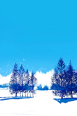 JPG 나무 겨울 일러스트 하늘 사람없음 파란색 설원 고요 국내일러스트 AI일러스트 AI콘텐츠 식물 계절 컬러 눈_날씨 파일형식