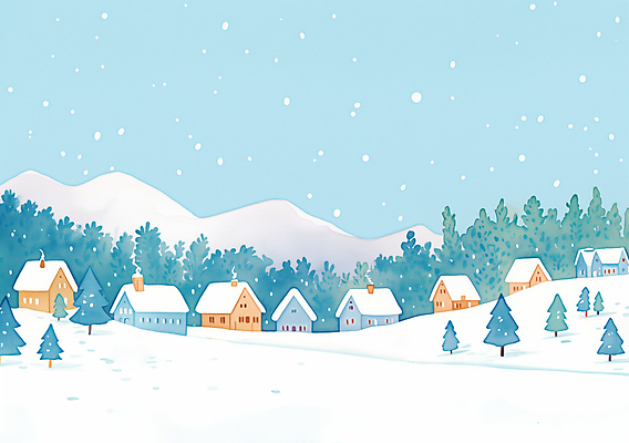 JPG 나무 겨울 일러스트 주택 풍경 사람없음 마을 설원 눈 숲 설산 눈덮임 국내일러스트 AI일러스트 AI콘텐츠 자연요소 식물 계절 컨셉 날씨 산 눈_날씨 건물 파일형식